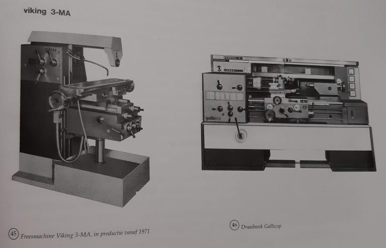 Links: freesmachine Viking 3-MA - Rechts: draaibank Gallicop